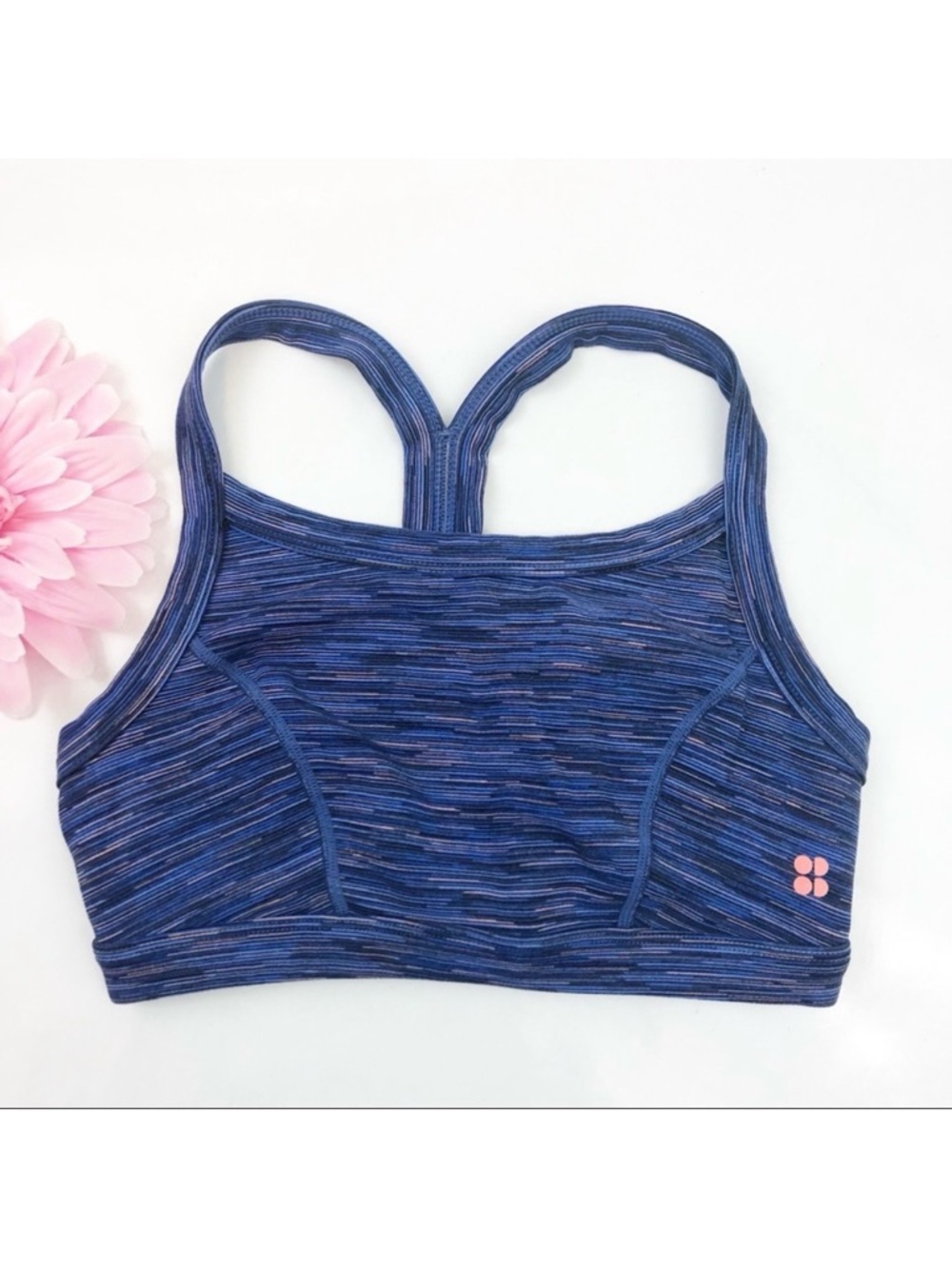 Sweaty Betty Athletic Racerback Sports Bra: Blue Space Dye